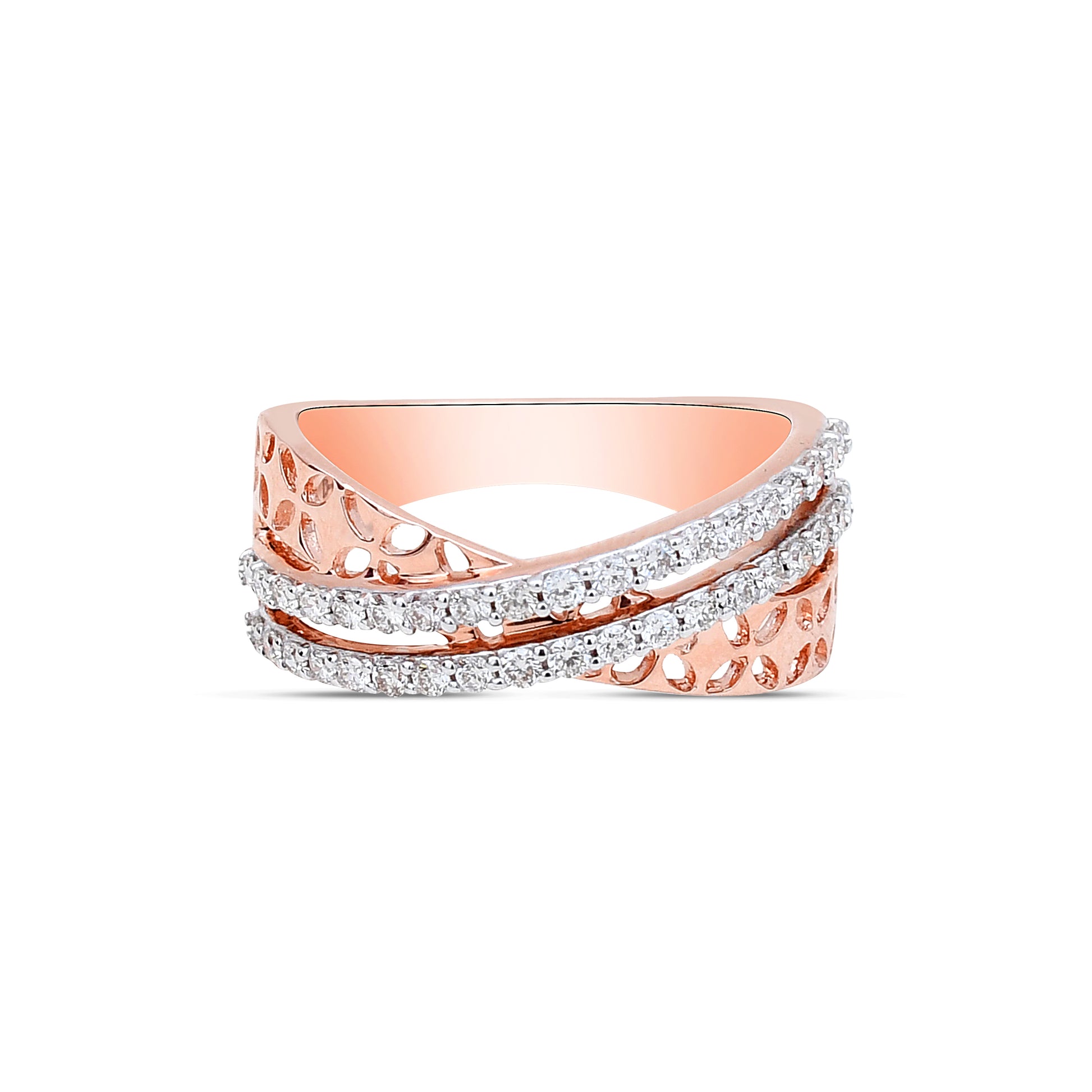 Leaf Cross Diamond Band - Nature-inspired elegance from Sonir.
