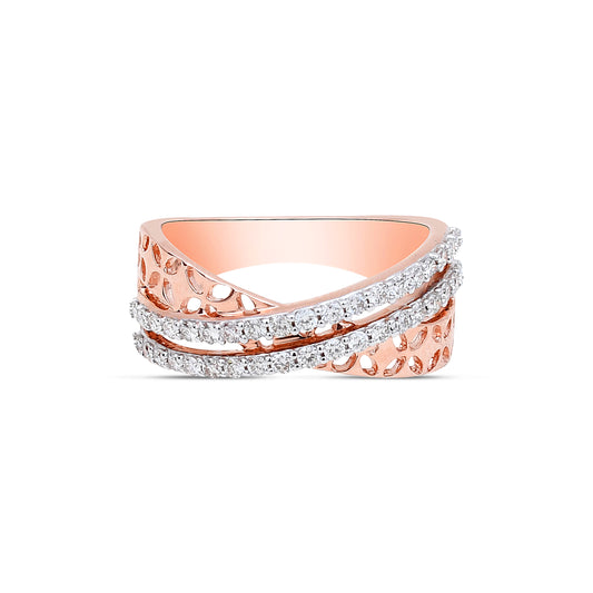 Leaf Cross Diamond Band - Nature-inspired elegance from Sonir.
