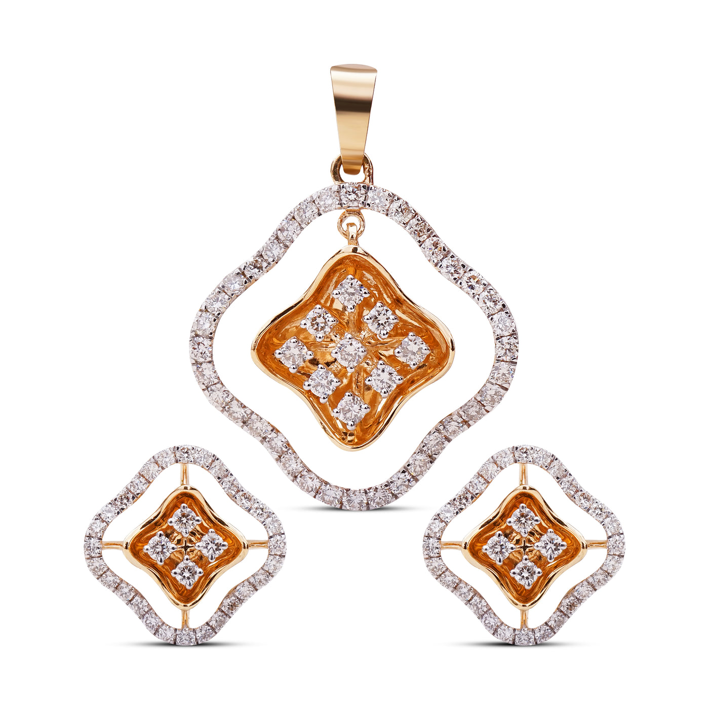 The Square Grace Diamond Pendant Set