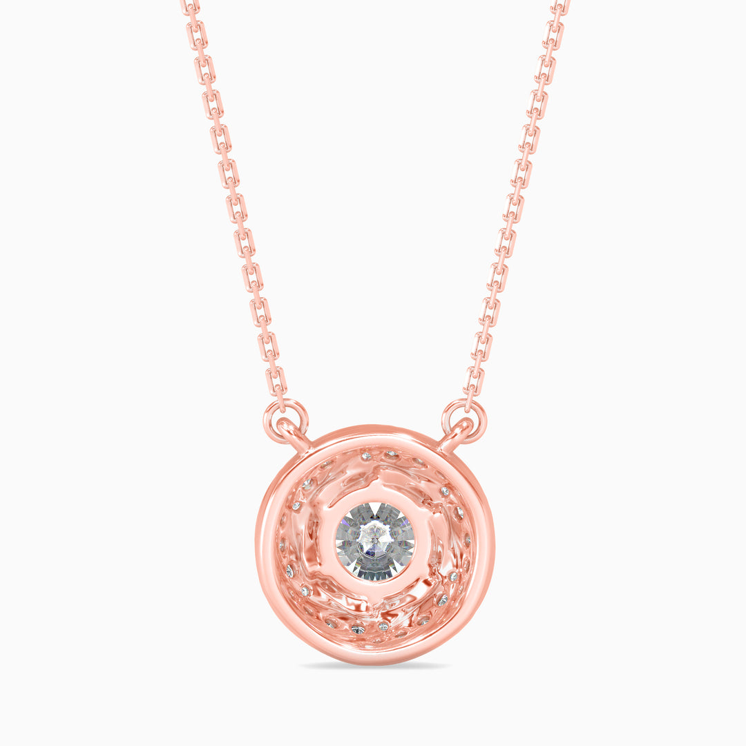 Round Brilliant Swirl Halo Diamond Pendant Necklace