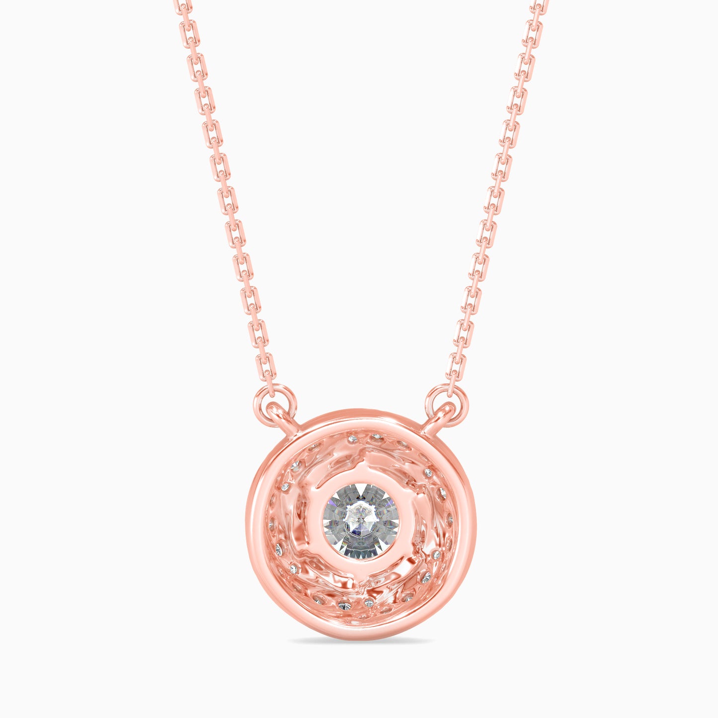 Round Brilliant Swirl Halo Diamond Pendant Necklace