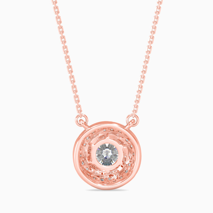Round Brilliant Swirl Halo Diamond Pendant Necklace
