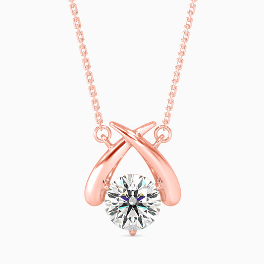 Round Brilliant Crossover Diamond Pendant Necklace