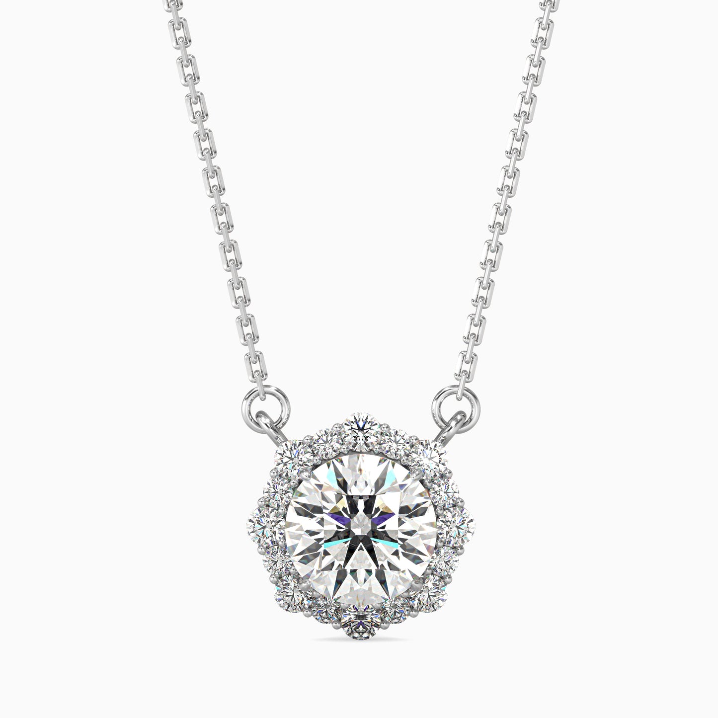 Round Brilliant V-Bail Solitaire Diamond Pendant Necklace