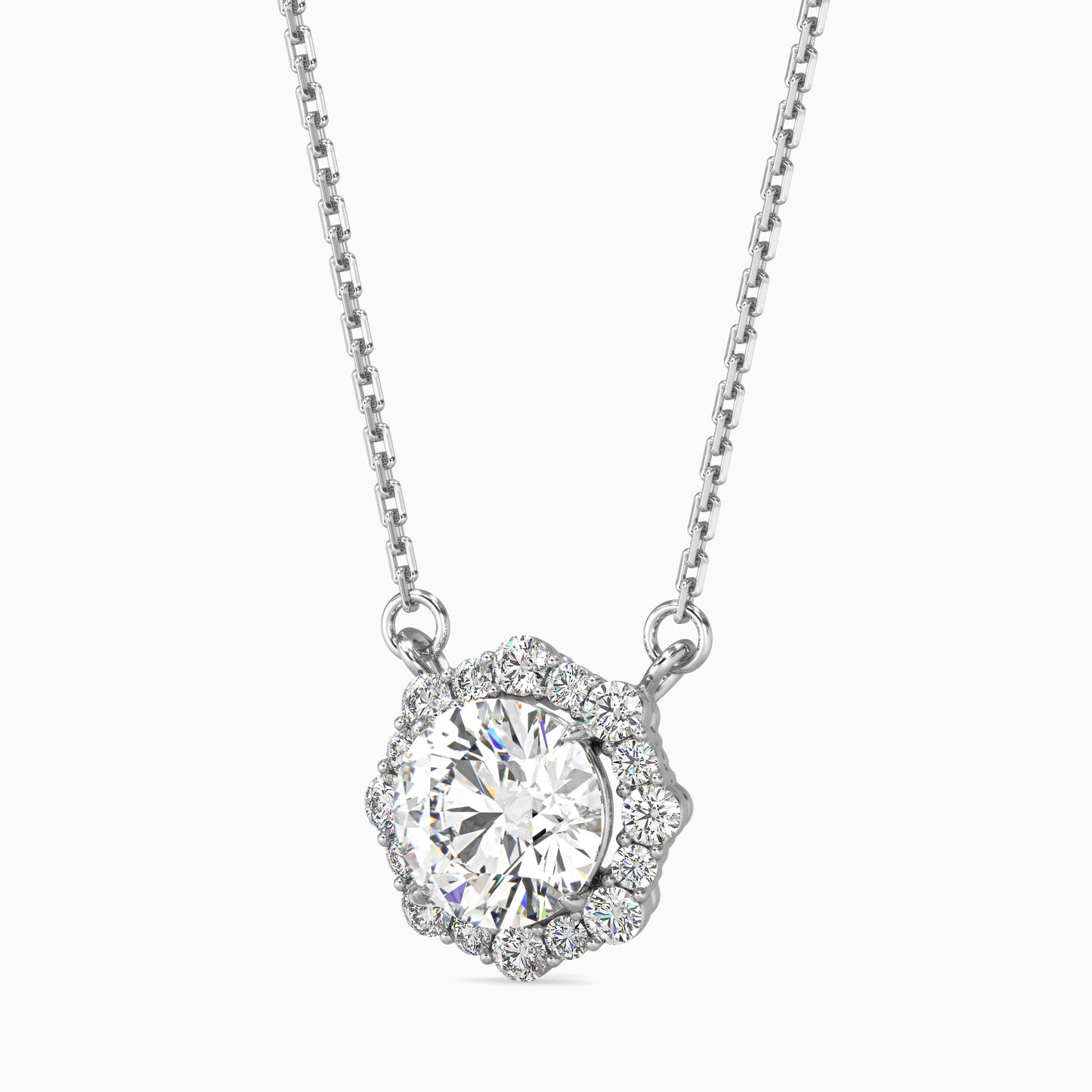 Round Brilliant V-Bail Solitaire Diamond Pendant Necklace