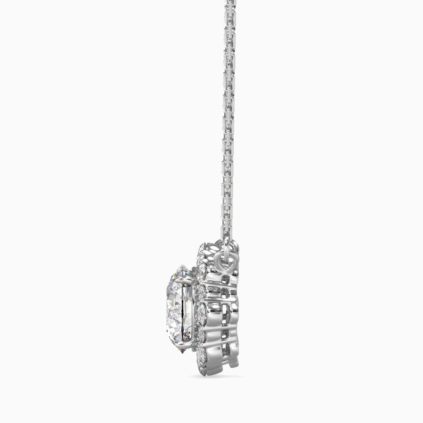 Round Brilliant V-Bail Solitaire Diamond Pendant Necklace