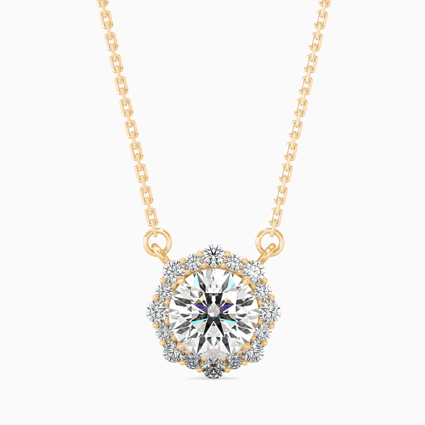 Round Brilliant Cushion Halo Diamond Pendant Necklace