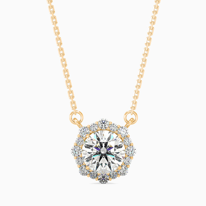 Round Brilliant Cushion Halo Diamond Pendant Necklace