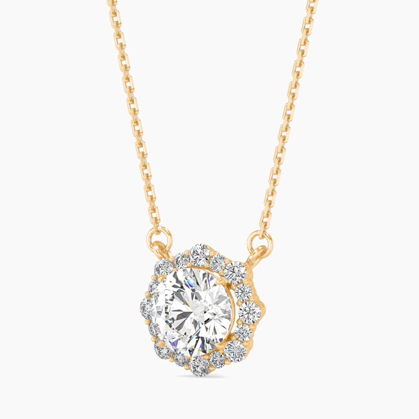 Round Brilliant Cushion Halo Diamond Pendant Necklace