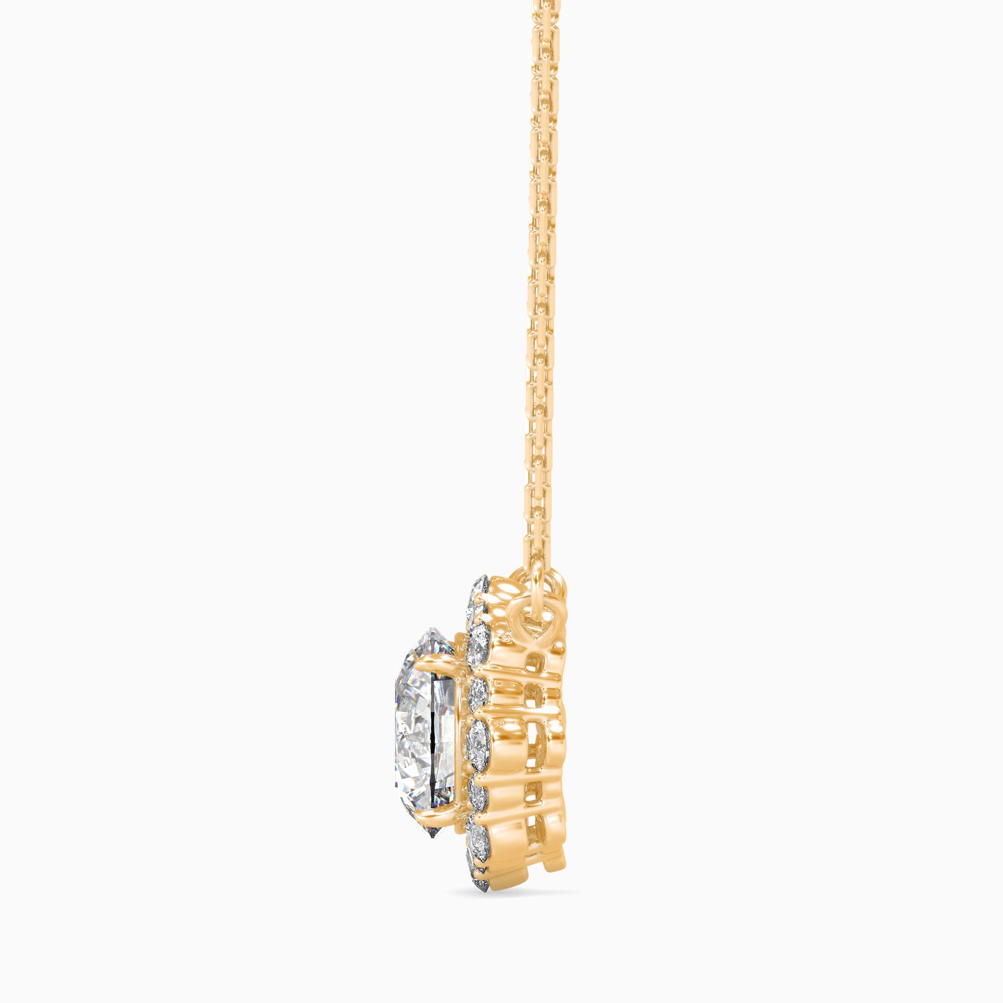 Round Brilliant Cushion Halo Diamond Pendant Necklace