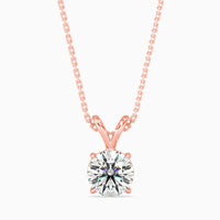 Round Brilliant V-Bail Solitaire Diamond Pendant Necklace