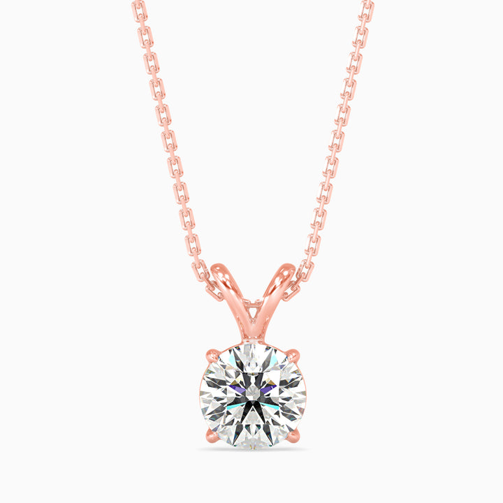 Round Brilliant V-Bail Solitaire Diamond Pendant Necklace