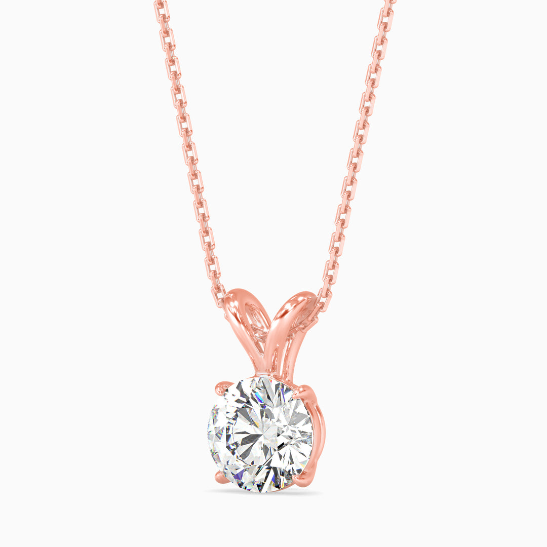 Round Brilliant V-Bail Solitaire Diamond Pendant Necklace