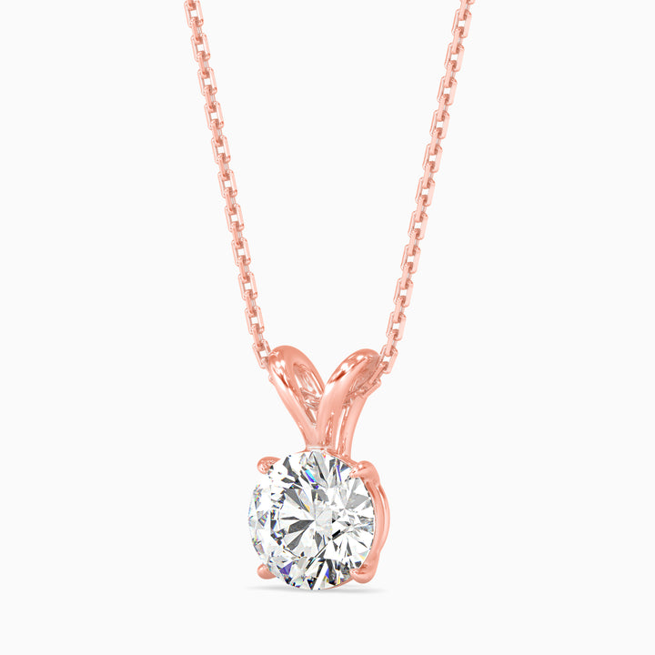 Round Brilliant V-Bail Solitaire Diamond Pendant Necklace