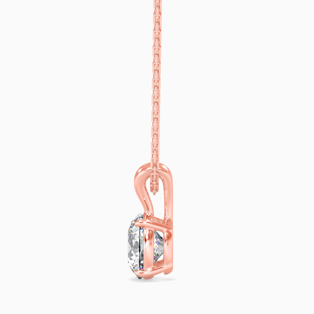 Round Brilliant V-Bail Solitaire Diamond Pendant Necklace