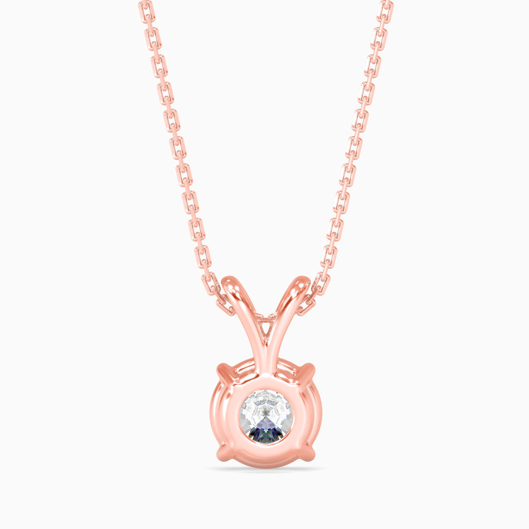 Round Brilliant V-Bail Solitaire Diamond Pendant Necklace