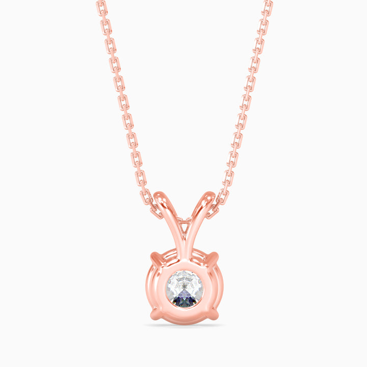 Round Brilliant V-Bail Solitaire Diamond Pendant Necklace