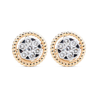 Gold Halo Diamond Studs - Radiant elegance from Sonir.