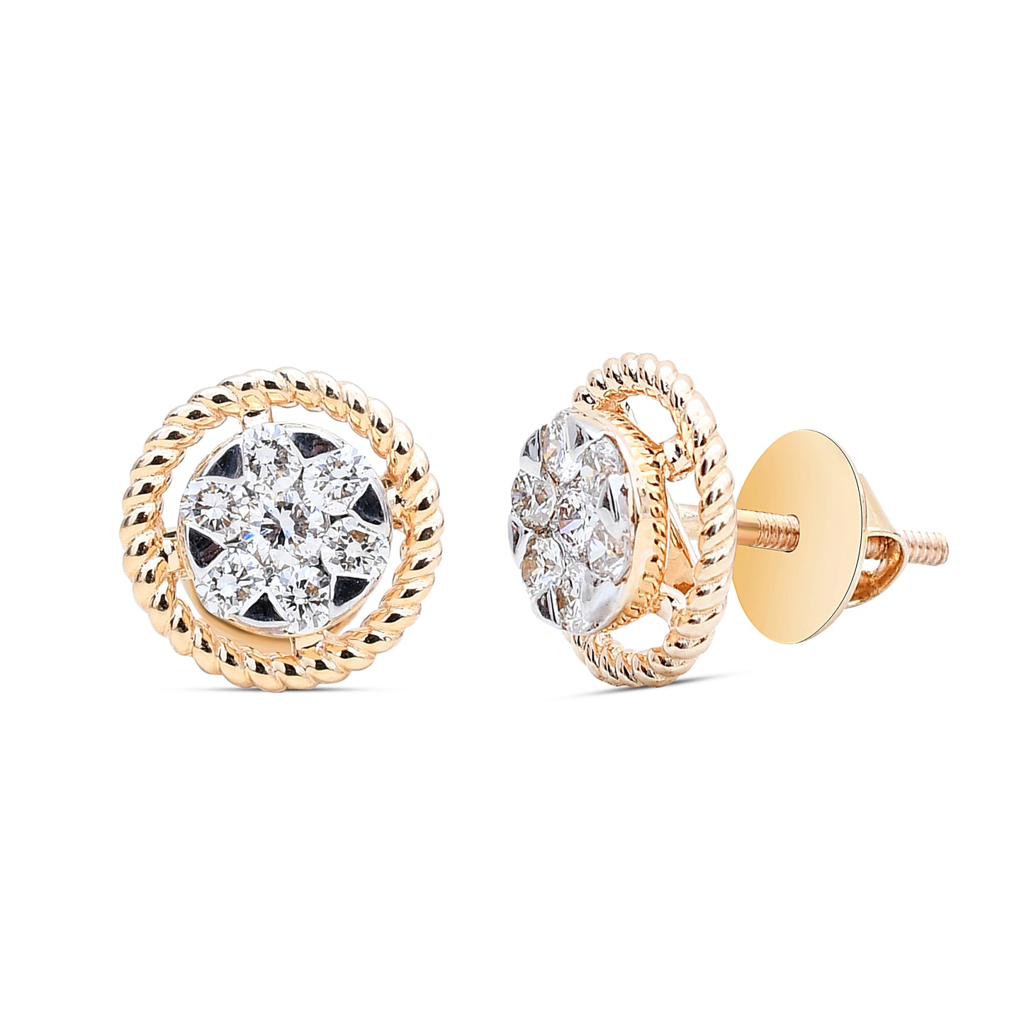 The Gold Halo Diamond Studs