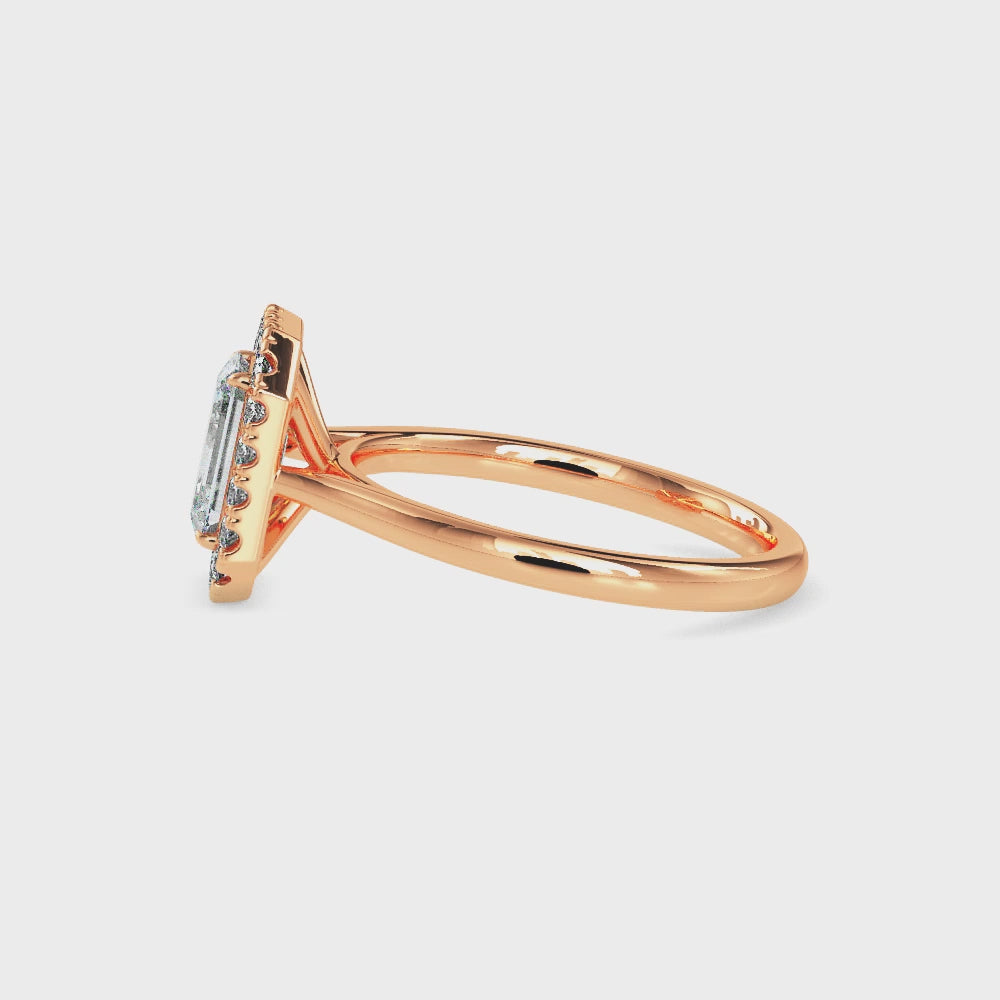 Emerald Cut Halo Diamond Ring