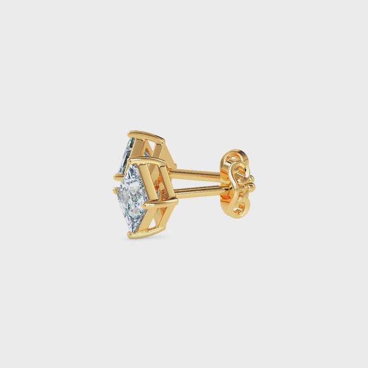 Princess Cut Solitaire Stud Diamond Earrings