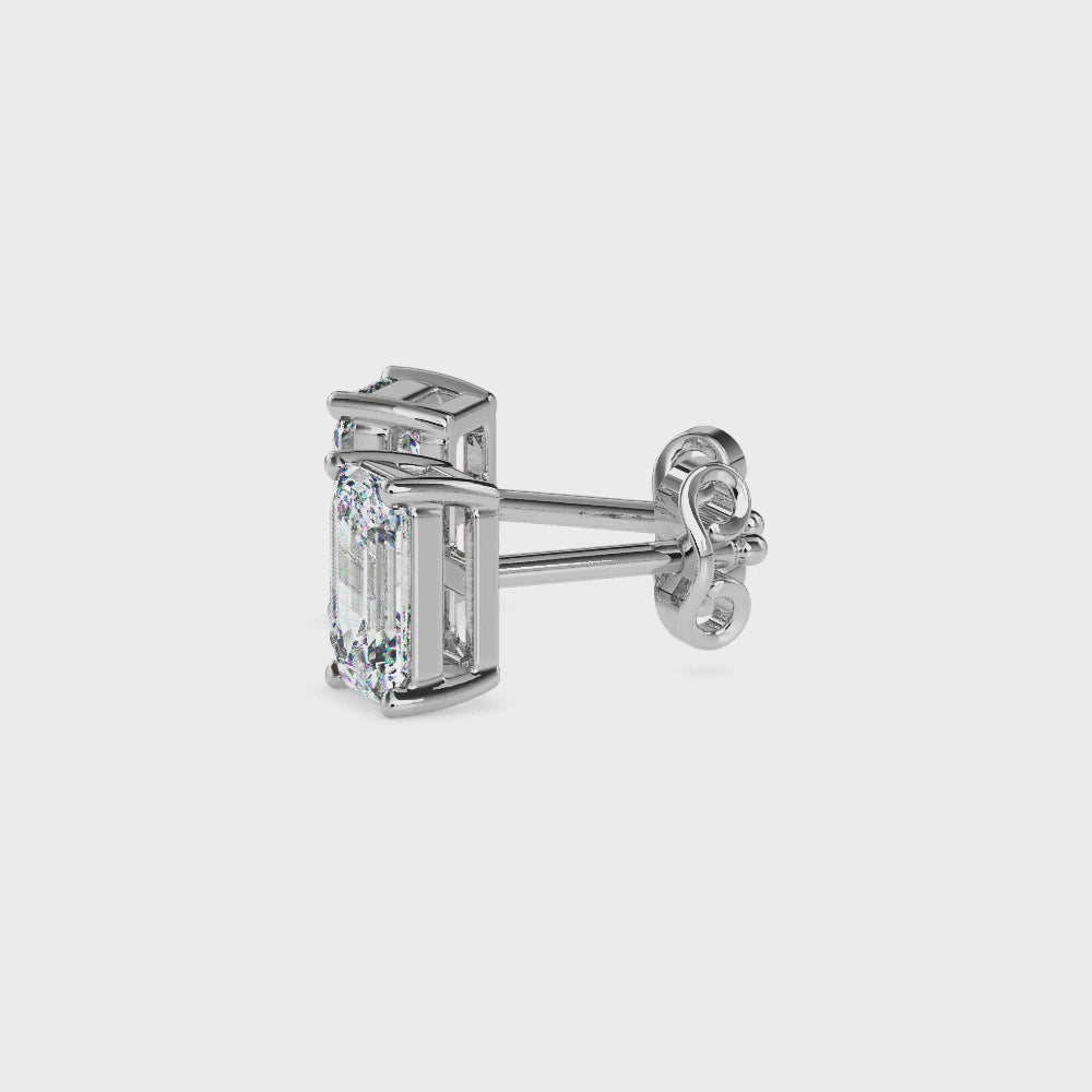 Emerald Cut Solitaire Stud Diamond Earrings