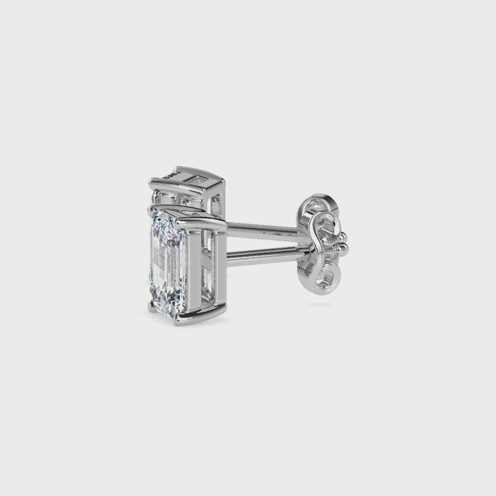 Emerald Cut Solitaire Stud Diamond Earrings