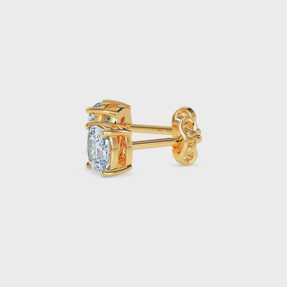 Cushion Cut Solitaire Stud Diamond Earrings