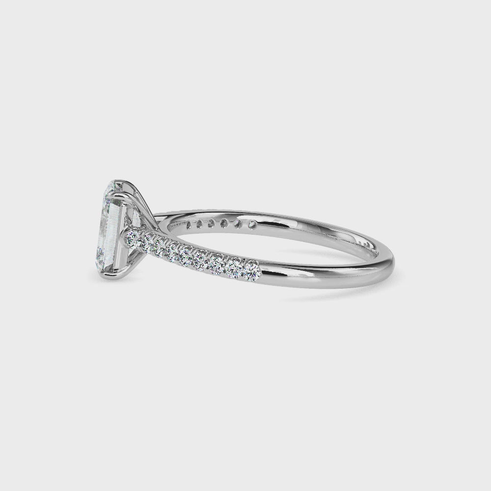 Emerald Cut Pavé Band Diamond Ring