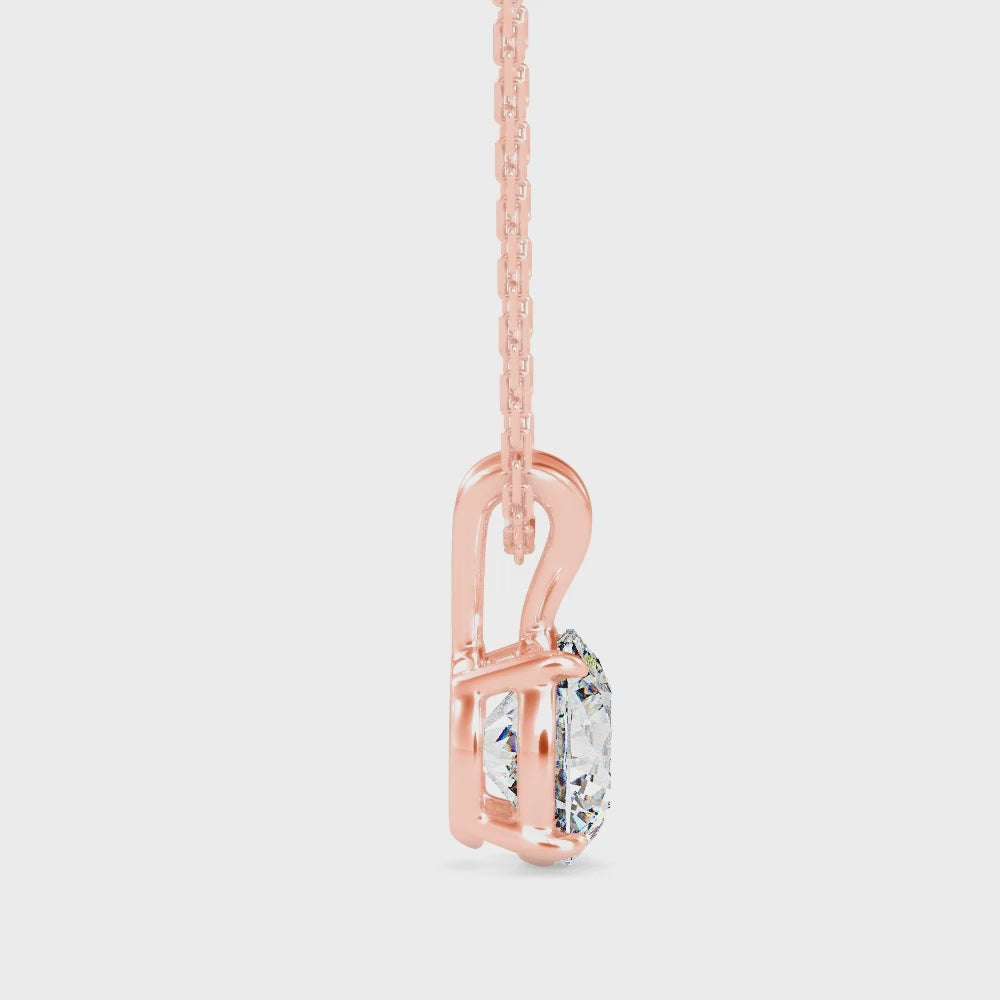 Round Brilliant V-Bail Solitaire Diamond Pendant Necklace