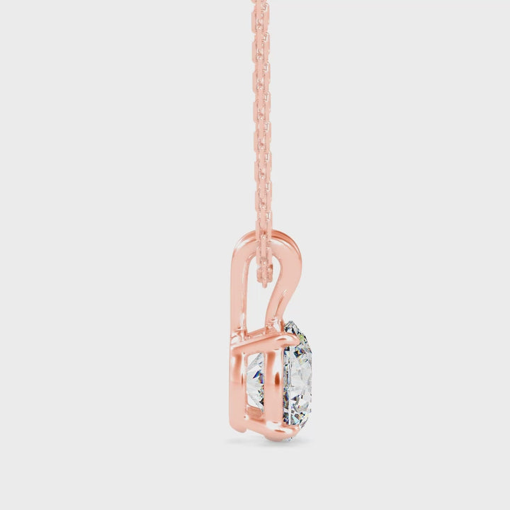 Round Brilliant V-Bail Solitaire Diamond Pendant Necklace
