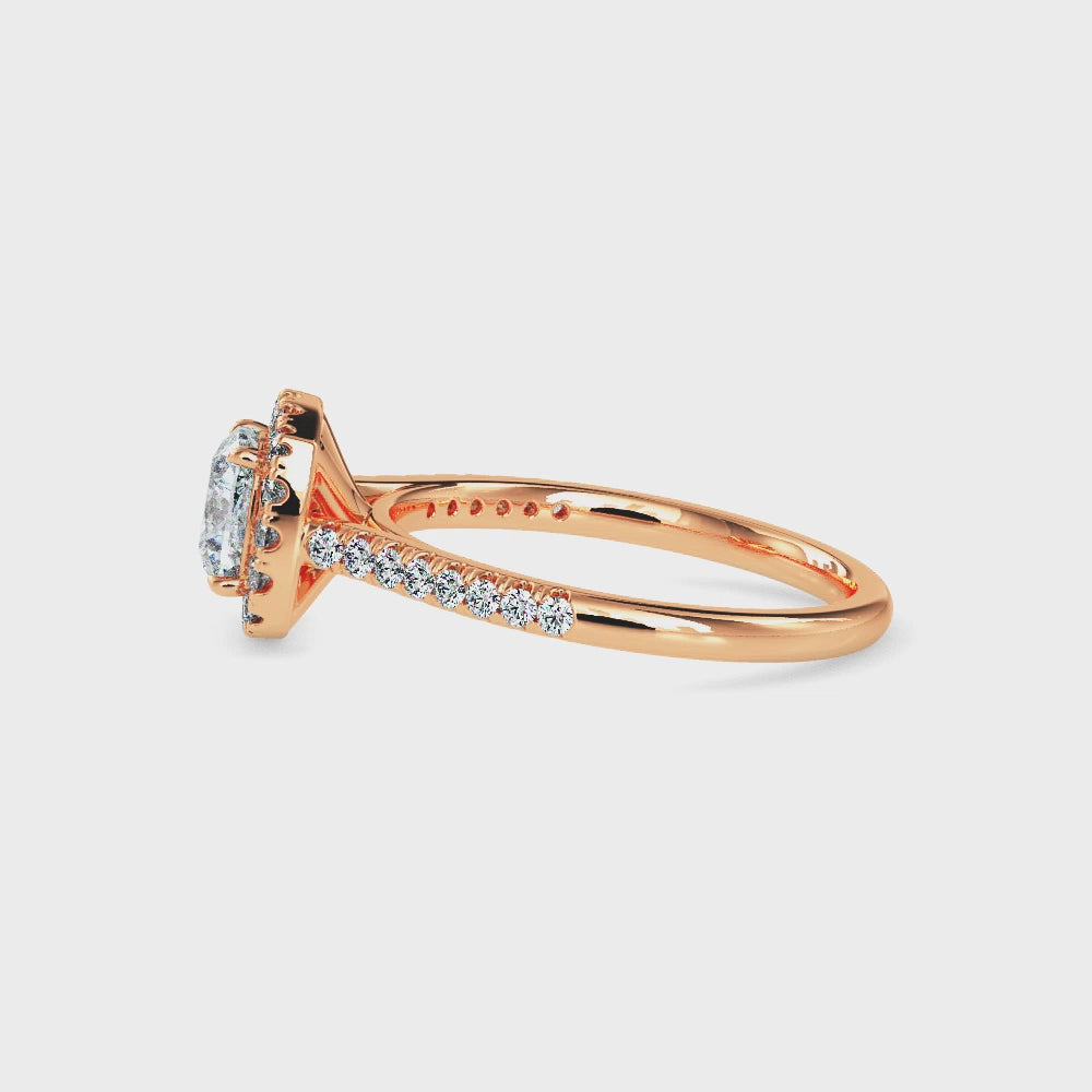 Cushion Cut Halo Pavé Band Diamond Ring
