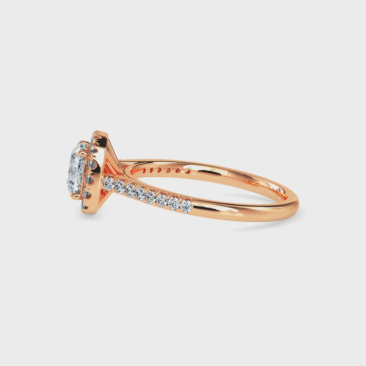 Cushion Cut Halo Pavé Band Diamond Ring